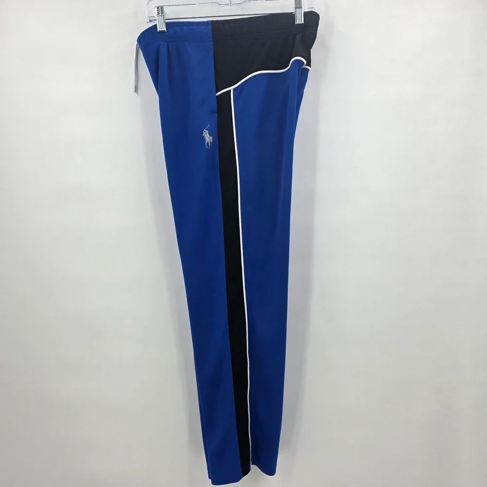 POLO RALPH LAUREN TRACK PANTS MENS LARGE BLUE BLACK POCKETS PERFORMANCE ATHLETIC